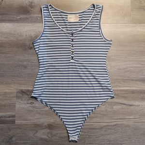 jackson rowe striped bodysuit. size large. white/blue striped